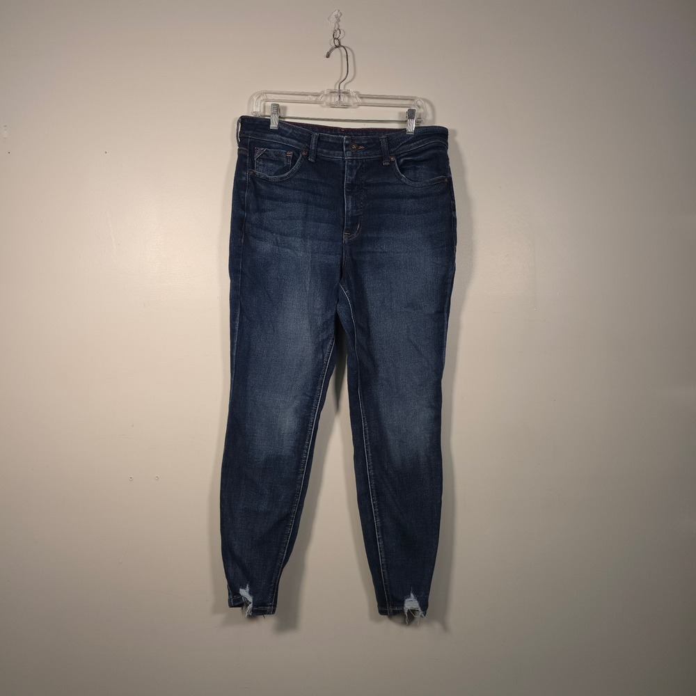 MAURICES High Rise Super Skinny Jeans Women 16R Blue Distressed Raw Hem Denim